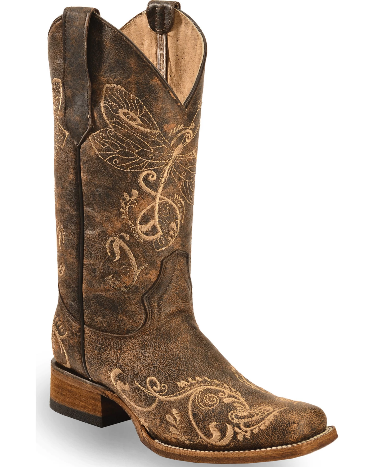 Circle G Women's Dragonfly Embroidered Western Boots - Square Toe 3 Circle G Women's Dragonfly Embroidered Western Boots - Square Toe