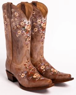 Shyanne Women's Maisie Floral Embroidered Western Leather Boots - Snip Toe 12 Shyanne Women's Maisie Floral Embroidered Western Leather Boots - Snip Toe -Best Cowboy Boot Store 04542N 41 FT