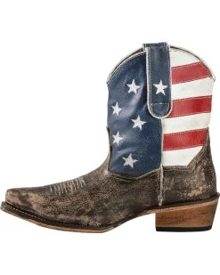 Roper Women's American Beauty Flag Ankle Boots -Best Cowboy Boot Store 0454D3 41 LT