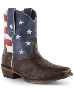 Roper Women's American Beauty Flag Ankle Boots -Best Cowboy Boot Store 0454D3 7010 P1