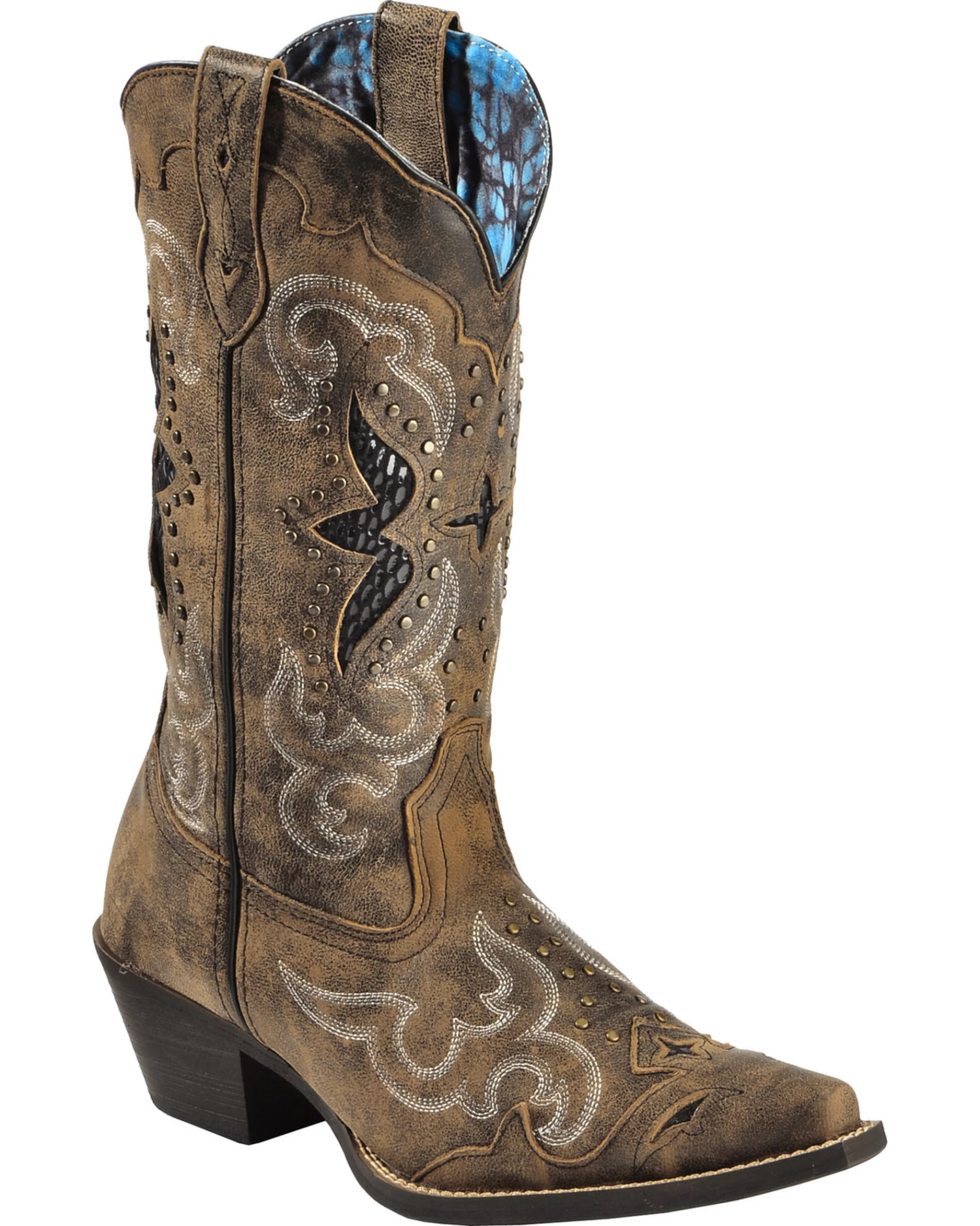 Laredo Women's Lucretia Studded Snake Inlay Western Boots - Snip Toe 3 Laredo Women's Lucretia Studded Snake Inlay Western Boots - Snip Toe