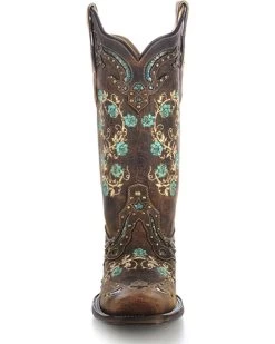Corral Women's Studded Floral Embroidery Western Boots - Square Toe -Best Cowboy Boot Store 0459M4 41 FT
