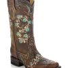 Corral Women's Studded Floral Embroidery Western Boots - Square Toe -Best Cowboy Boot Store 0459M4 41 P1