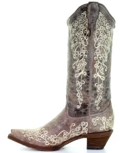 Corral Women's Crater With Bone Embroidery Western Boots - Snip Toe 11 Corral Women's Crater With Bone Embroidery Western Boots - Snip Toe -Best Cowboy Boot Store 045S76 41 LT