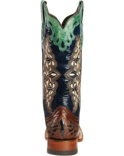 Lucchese Women's Handmade 1883 Amberlyn Full Quill Ostrich Western Boots - Square Toe  -Best Cowboy Boot Store 045T32 AG BK