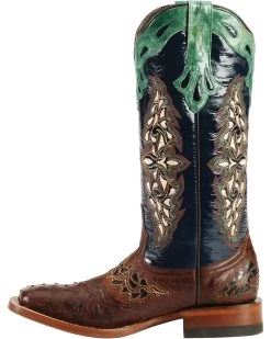 Lucchese Women's Handmade 1883 Amberlyn Full Quill Ostrich Western Boots - Square Toe  -Best Cowboy Boot Store 045T32 AG LT