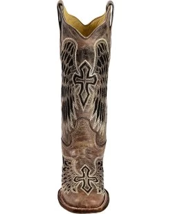 Corral Women's Sequin Wing & Cross Inlay Western Boots - Square Toe -Best Cowboy Boot Store 045U62 89 FT
