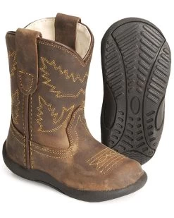 Old West Toddler Boys' Crazy Horse Boots - Round Toe -Best Cowboy Boot Store 053334 K8 D1
