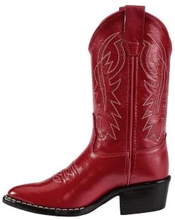 Old West Girls' Red Leather Western Boots - Pointed Toe 11 Old West Girls' Red Leather Western Boots - Pointed Toe -Best Cowboy Boot Store 053C67 70 LT