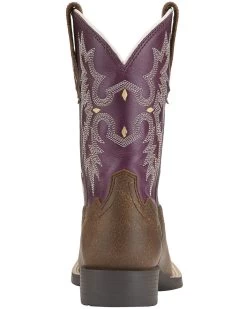 Ariat Girls' Tombstone Western Boots - Broad Square Toe -Best Cowboy Boot Store 053H95 ZS BK