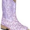 Roper Infant's Floral Glitter Square Toe Western Boots 2 Roper Infant's Floral Glitter Square Toe Western Boots -Best Cowboy Boot Store 053U44 76 P1