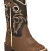 Double Barrel Toddler Boys' Brown Trace Zipper Western Boots - Square Toe 