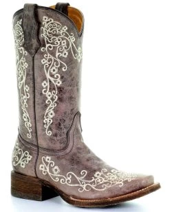 Corral Kids' Embroidered Square Toe Western Boots