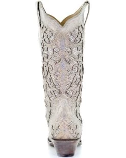 Corral Women's White Glitter Inlay Western Boots -Best Cowboy Boot Store 2000213128 100 BK