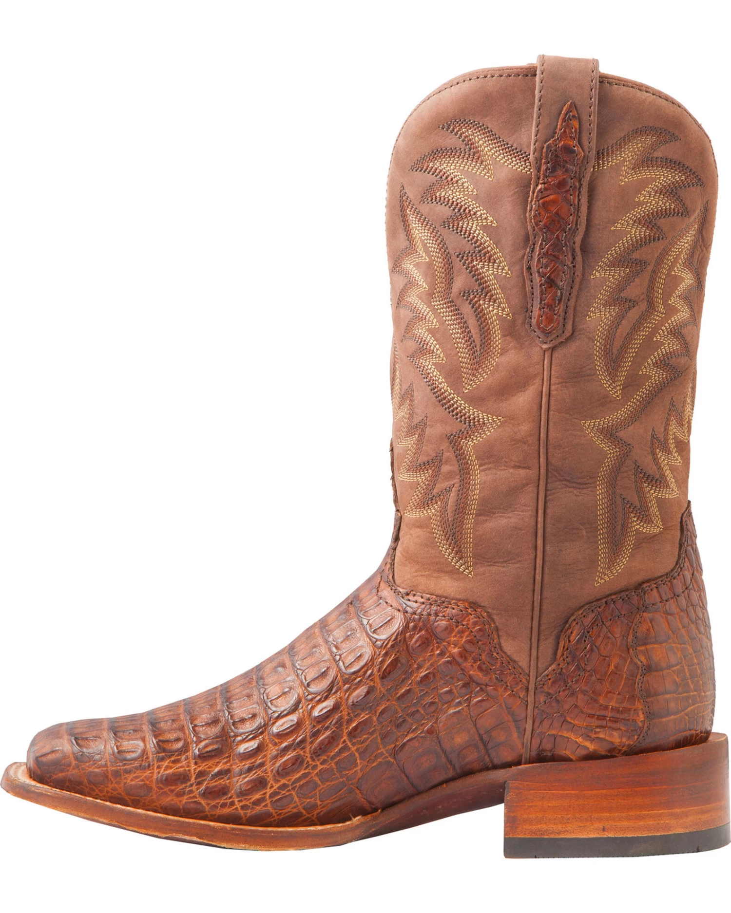 El Dorado Men's Handmade Caiman Back Brass Stockman Boots - Broad Square Toe 11 El Dorado Men's Handmade Caiman Back Brass Stockman Boots - Broad Square Toe - Image 9