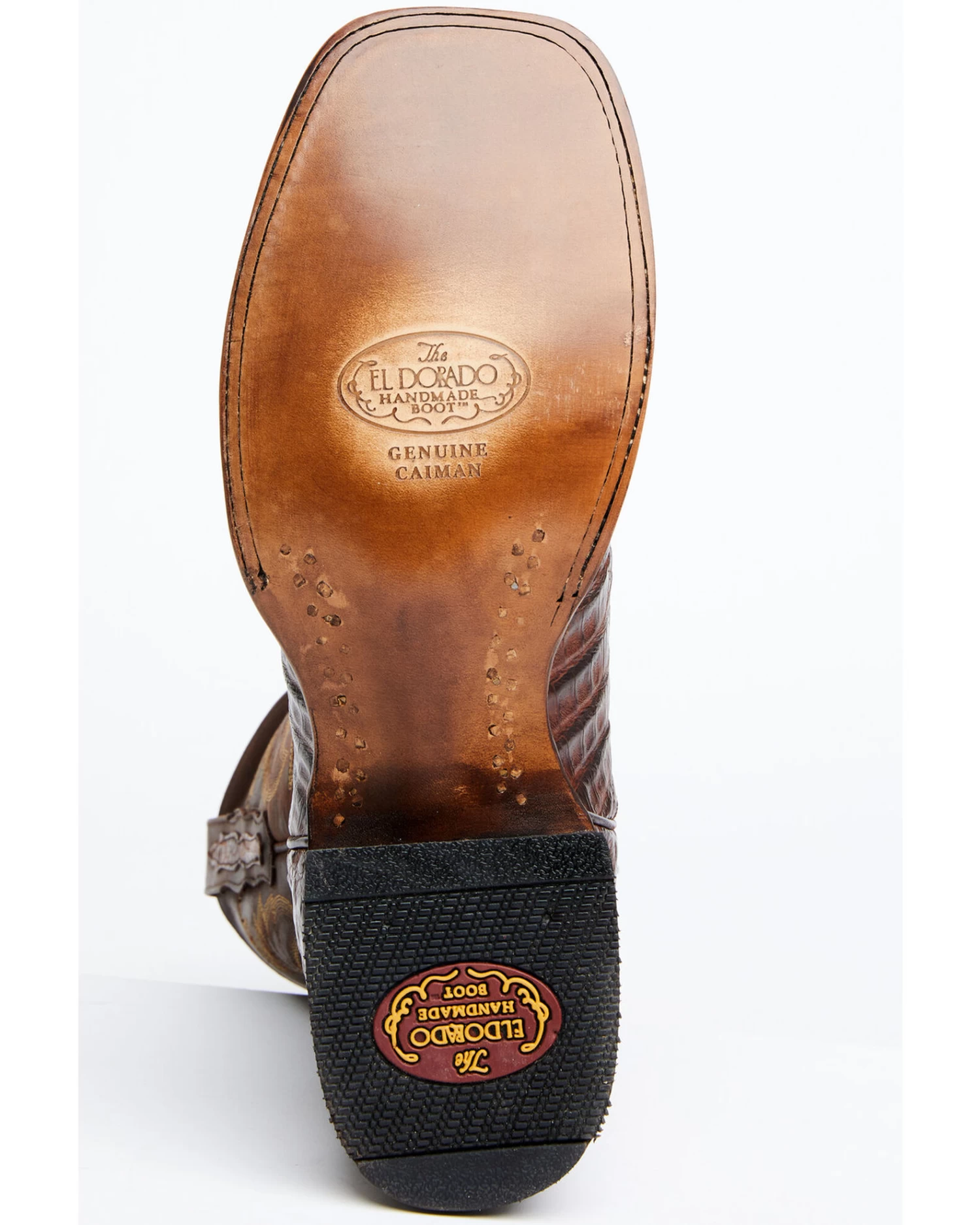 El Dorado Men's Handmade Caiman Back Brass Stockman Boots - Broad Square Toe 9 El Dorado Men's Handmade Caiman Back Brass Stockman Boots - Broad Square Toe - Image 7