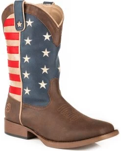 Roper Men's American Patriot Western Boots - Broad Square Toe 