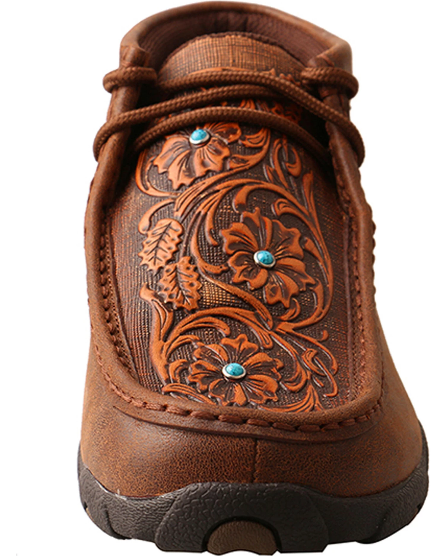 Twisted X Women's Brown Tooled Flowers Driving Moccasins - Moc Toe 6 Twisted X Women's Brown Tooled Flowers Driving Moccasins - Moc Toe - Image 4