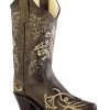 Old West Girls' Tooled Embroidery Western Boots - Snip Toe
