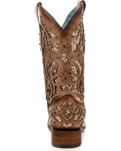Corral Women's Orix Glitter Inlay & Studded Western Boots - Square Toe -Best Cowboy Boot Store 2000229513 200 BK