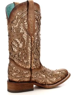 Corral Women's Orix Glitter Inlay & Studded Western Boots - Square Toe -Best Cowboy Boot Store 2000229513 200 D2