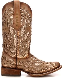Corral Women's Orix Glitter Inlay & Studded Western Boots - Square Toe -Best Cowboy Boot Store 2000229513 200 RT
