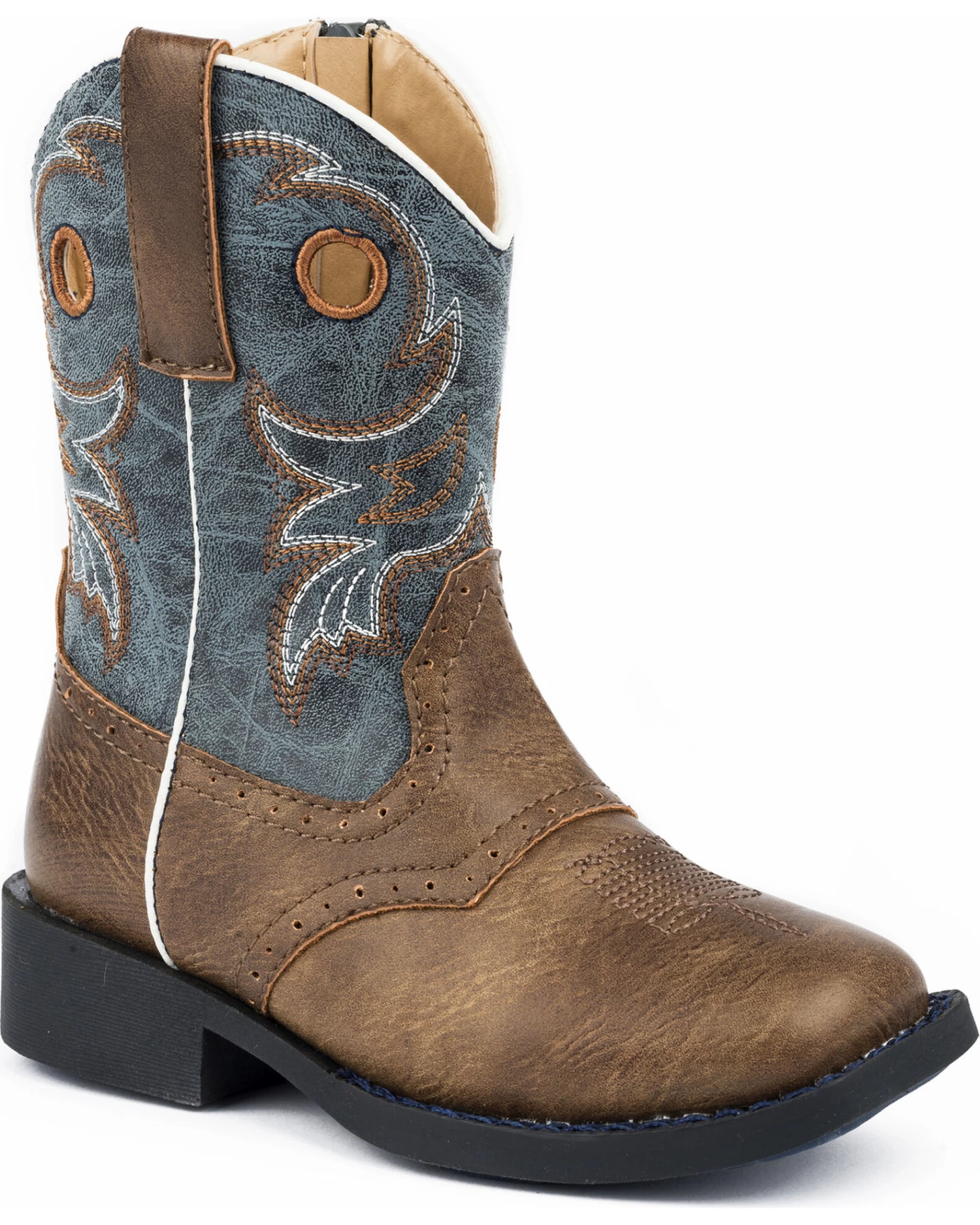 Roper Toddler Boys' Daniel Distressed Saddle Vamp Western Boots - Square Toe 3 Roper Toddler Boys' Daniel Distressed Saddle Vamp Western Boots - Square Toe