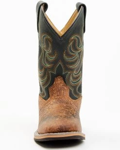 Smoky Mountain Boys' Jesse Bison Leather Print Boot - Square Toe -Best Cowboy Boot Store 2000236238 200 P4