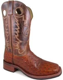 Smoky Mountain Men's Danville Ostrich Print Boots - Square Toe 