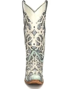 Corral Women's White Turquoise Glitter Chameleon Sun Boots - Snip Toe  -Best Cowboy Boot Store 2000237668 100 P4