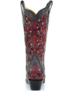Corral Women's Crystal And Red Sequin Inlay Western Boots - Snip Toe -Best Cowboy Boot Store 2000241023 001 BK