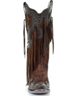 Corral Women's Leopard Stud & Fringe Western Boots - Snip Toe -Best Cowboy Boot Store 2000241028 271 FT