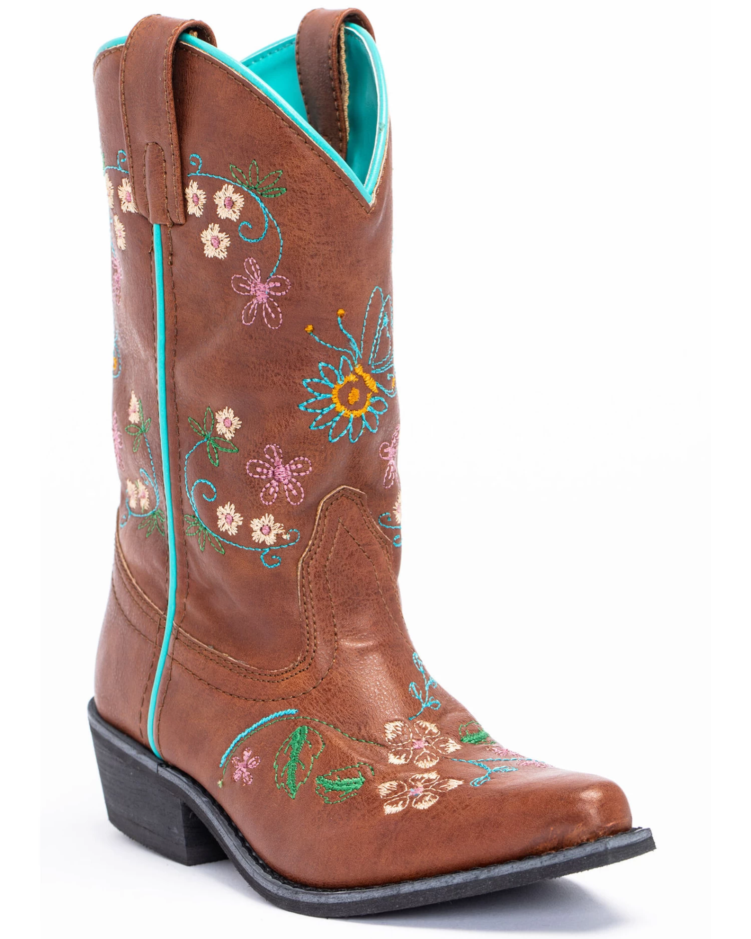 Shyanne Girls' Floral Embroidery Western Boots - Snip Toe 3 Shyanne Girls' Floral Embroidery Western Boots - Snip Toe