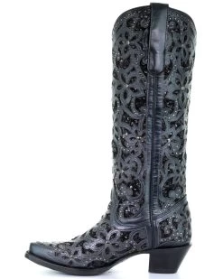 Corral Women's Floral Inlay Western Boots - Snip Toe -Best Cowboy Boot Store 2000274387 001 P3