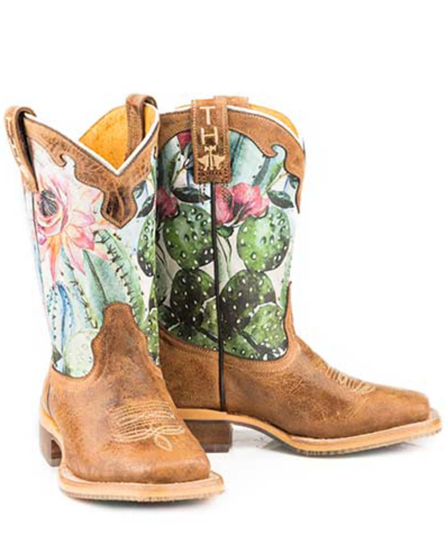 Tin Haul Girls' Cactilicious Embroidered Western Boots - Square Toe 3 Tin Haul Girls' Cactilicious Embroidered Western Boots - Square Toe