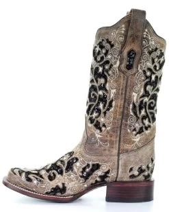 Corral Women's Sequin Inlay Western Boots - Square Toe -Best Cowboy Boot Store 2000280080 200 P3