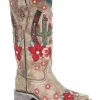 Corral Women's Cactus Floral Embroidery Overlay Western Boots - Square Toe -Best Cowboy Boot Store 2000282865 251 P1