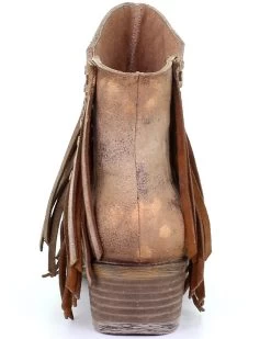 Circle G Women's Brown Studded Fringe Booties - Round Toe -Best Cowboy Boot Store 2000282867 200 P4