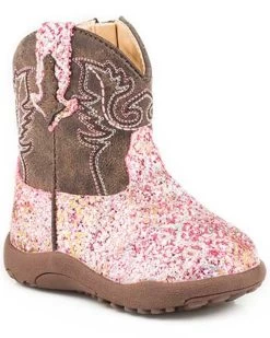 Roper Infant Girls' Glitter Southwestern Western Boots - Round Toe