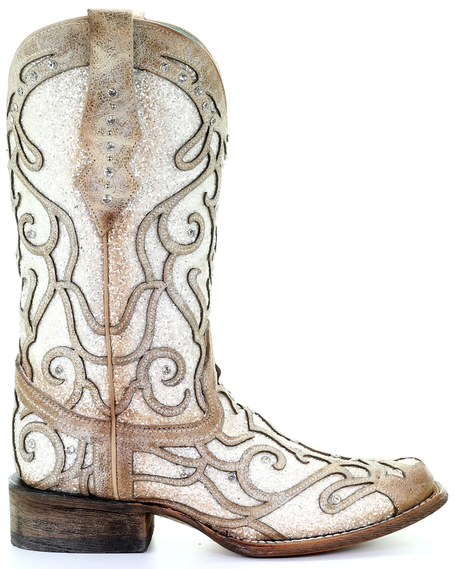 Corral Women's White Glitter Inlay Western Boots - Square Toe 4 Corral Women's White Glitter Inlay Western Boots - Square Toe - Image 2