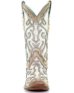 Corral Women's White Glitter Inlay Western Boots - Square Toe 11 Corral Women's White Glitter Inlay Western Boots - Square Toe -Best Cowboy Boot Store 2000288063 103 P5