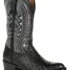 Durango Men's Black Full-Quill Ostrich Western Boots - Round Toe