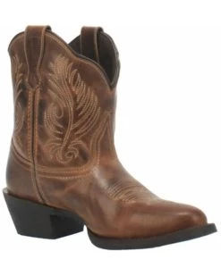 Laredo Women's Brown Shortie Western Booties - Round Toe