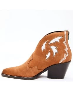 Dan Post Women's Embroidered Inlay Suede Fashion Booties - Pointed Toe -Best Cowboy Boot Store 2000340412 280 P4