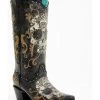 Corral Women's Floral Skull Embroidery & Studs Western Boots - Snip Toe