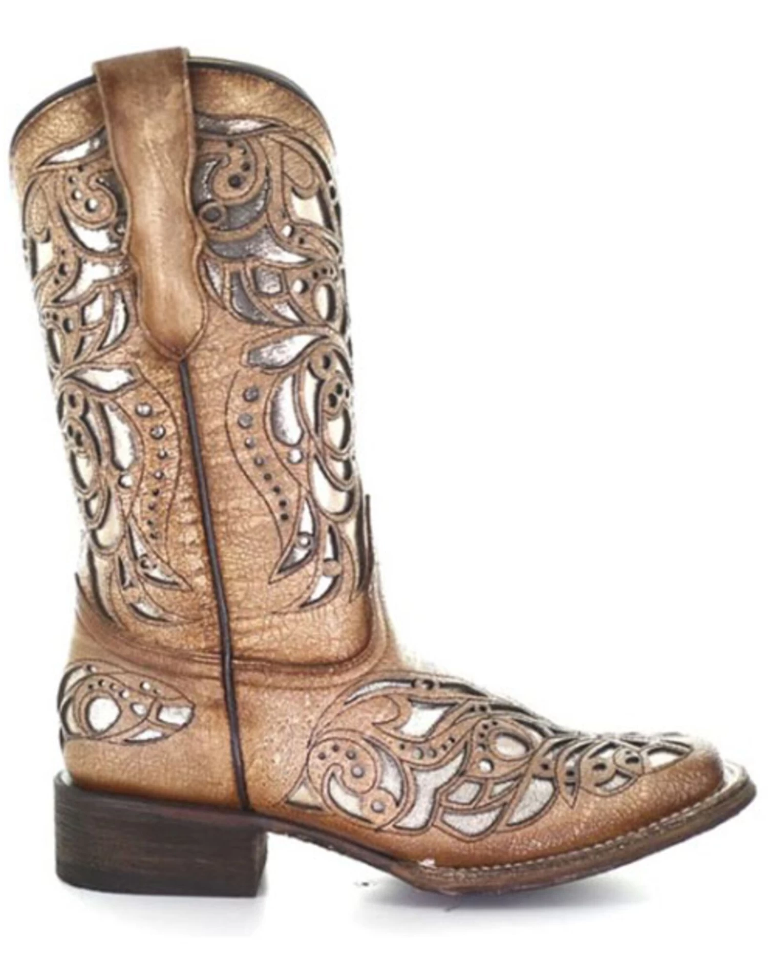 Corral Girls' Shiny Inlay Western Boots - Square Toe 4 Corral Girls' Shiny Inlay Western Boots - Square Toe - Image 2