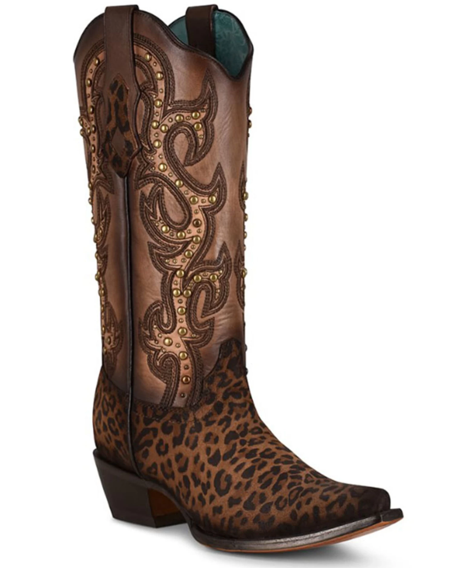 Corral Women's Leopard Print Studded Western Boots - Snip Toe 3 Corral Women's Leopard Print Studded Western Boots - Snip Toe
