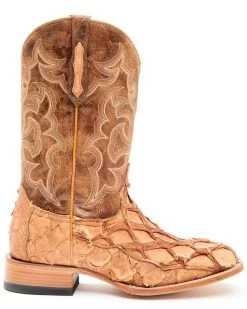 Cody James Men's Caramel Matte Pirarucu Exotic Western Boots - Broad Square Toe  -Best Cowboy Boot Store 2000351586 255 P2