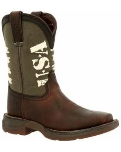 Durango Boys' Lil' Rebel USA Flag Western Boots - Broad Square Toe