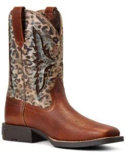 Ariat Girls' Koel VentTEK Leopard Print Western Boots - Broad Square Toe 